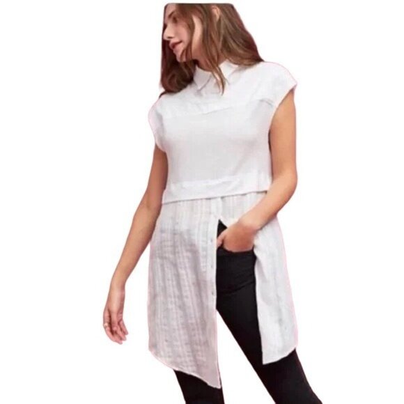 Anthropologie Postmark Londra White y2k Layered Tunic - Picture 1 of 8